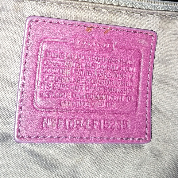 Coach East West F15235 Plum Leather Silver Studded Tote Shoulder Bag - Picture 9 of 16